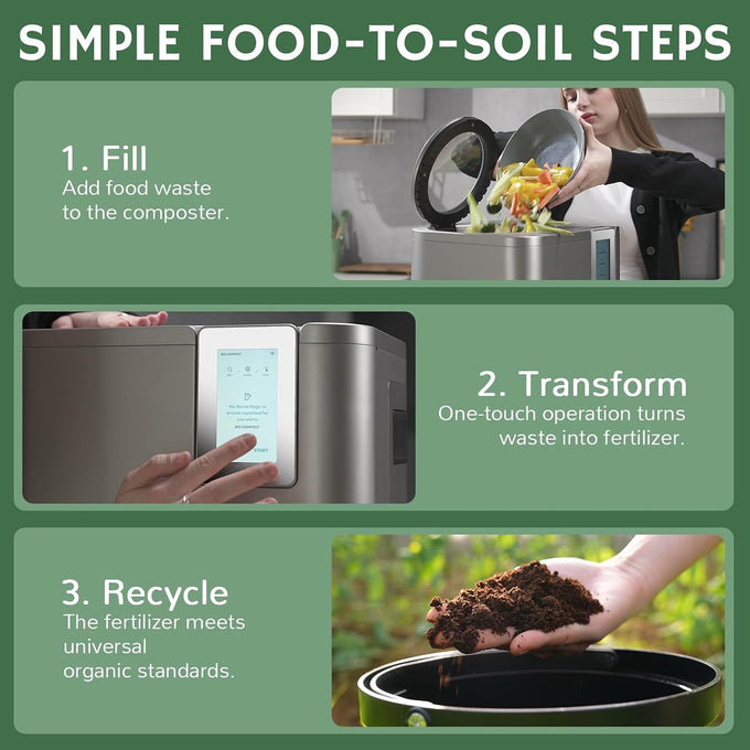 Airthereal Revive R800 5L Smart WiFi Electric Kitchen Composter, Grey