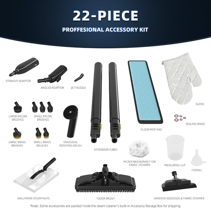 Heavy-Duty Steam Cleaner for Home, 1500W High Pressure with 22 Accessories