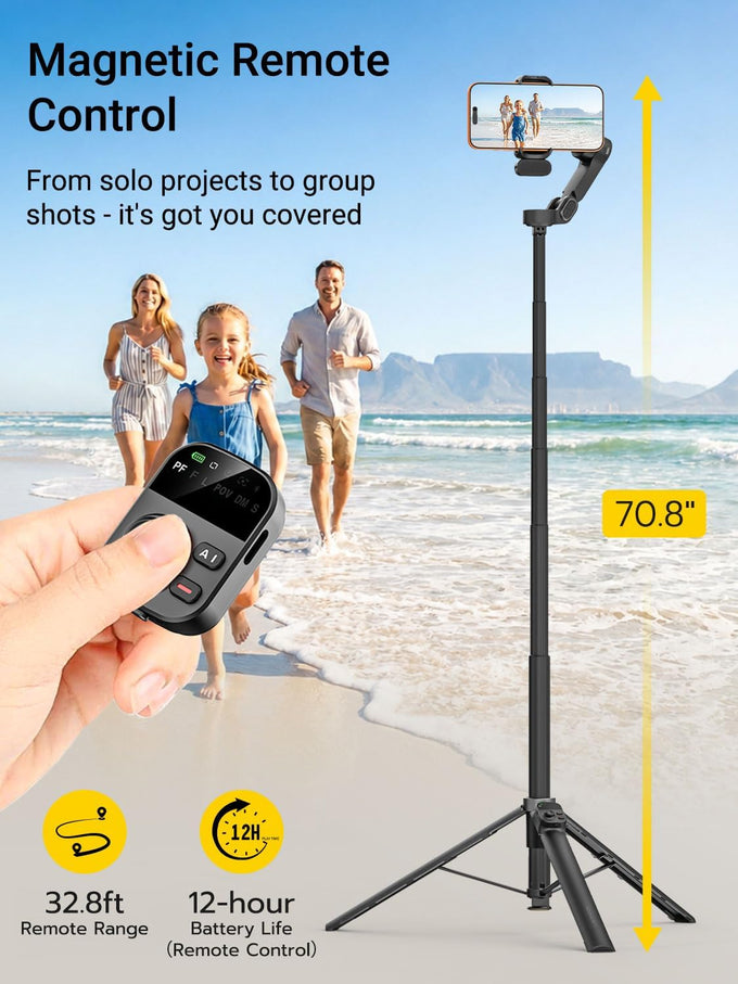 AOCHUAN Smart V3 70.9” Gimbal Stabilizer for iPhone w/AI Tracking Module