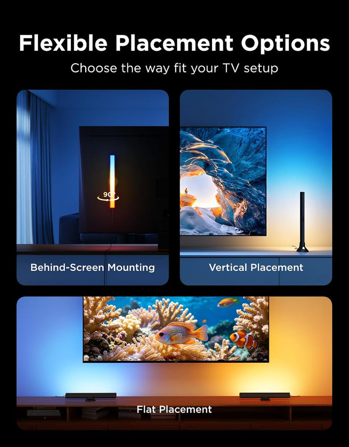 Govee Smart RGBWIC Light Bars, 15-Inch WiFi TV Backlight for 45-70-Inch TVs
