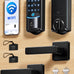 Veise VE027-L WiFi Smart Lock with Handles Set for Front Door, Matte Black