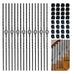 16 Pack Iron Balusters for Staircase Interior W/ 32 Pack Baluster Shoes, 1/2" x 44" Wrought Iron Baluster Stair Balusters,Hollow Metal Balusters Stair Spindles for Staircase Decks Balusters Indoor