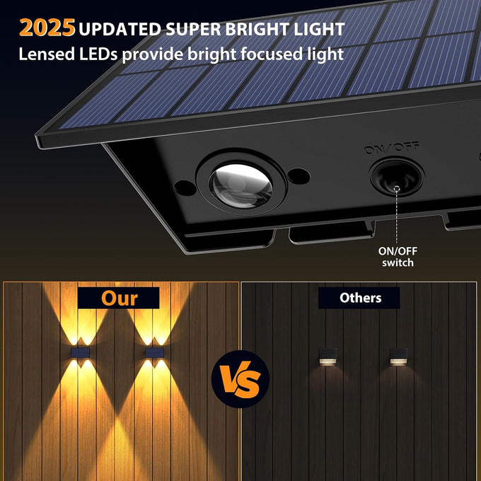 Solar Fence Lights Outdoor,5 Color Modes Up & Down Solar Wall Lights,12Pack