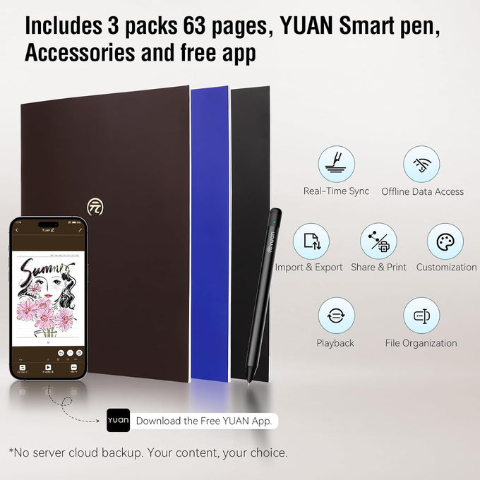 Smart Digital Pen with A4 Paper Cuaderno Digitize Real-Time & Offline Sync