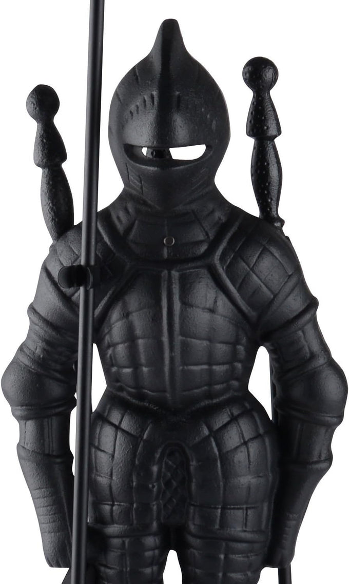 Lizh Metalwork Dark Knight Fireplace Tool Set,Black Cast Iron