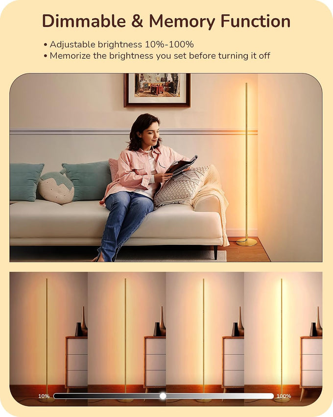 EDISHINE 59.84" Floor Lamps for Living Room, 3000K & Stepless Dimmable,Gold