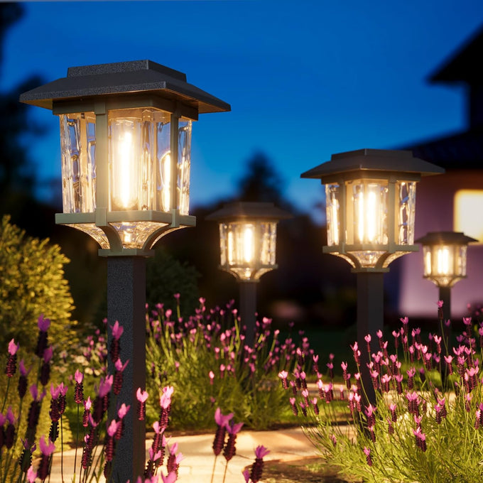 XMCOSY+ Solar Outdoor Lights Waterproof 6 Pack, 2-Tone Solar Garden Lights