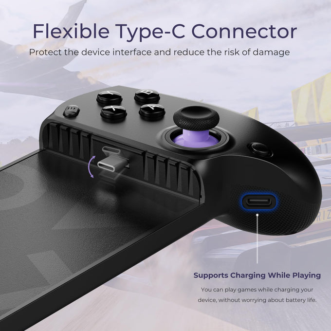 abxylute S8 Lite Type-C Mobile Gaming Controller for iPhone 18 Pro Max/iPhone Duo, iPhone15/16/17, iPad Mini 6/7 Android Phones Tablets, Portable Gamepad with Hall Joystick, Hall Trigger, Customizable Buttons＆Key Mapping, Plug and Play (black)