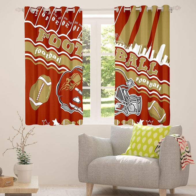 Feelyou Football Blackout Curtains for Bedroom Living Room