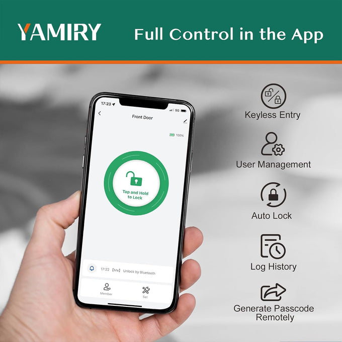 Smart Door Handle Lock with Keypad, Yamiry Fingerprint Knob for Front Door