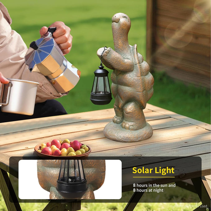 17-Inch Solar Turtle Garden Statue with LED Lantern Outdoor Decor