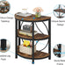 Tribesigns Half Round End Table for Living Room, 3-Tier Half Circle Side Table with Metal Frame, Industrial Half Moon Table, Half Coffee Accent Table Bedside Table for Bedroom, Brown