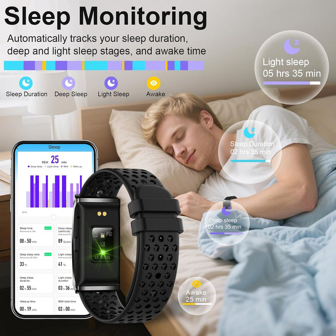 Screenless Fitness Smart Bracelet, 24/7 Activity Health Tracker, Smart Band