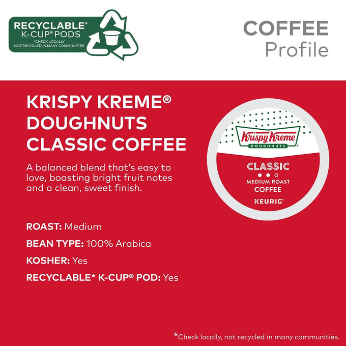 Krispy Kreme Classic Coffee, Keurig Single Serve K-Cup Pods, Medium Roast, 96 Count
