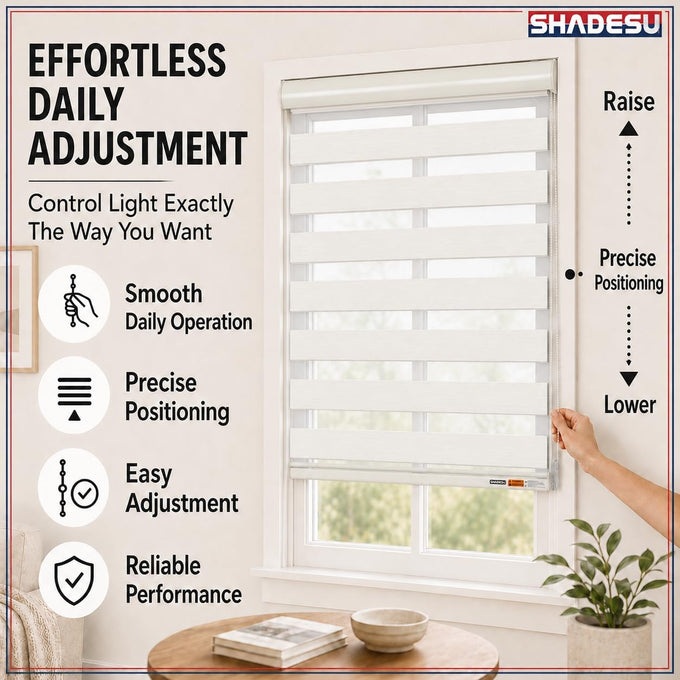 ShadesU Custom Size Zebra Blinds for Indoor Windows, Cream, 31" W x 72" H