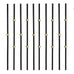 Round 5/8" *44" Hollow Metal Staircase Balusters Matt Black, 10 Pcs/Pack (5Pcs Plain with Single Brass Ball + 5Pcs Plain Double Brass Ball), Wrought Iron Balusters for Interior Stair Railing.