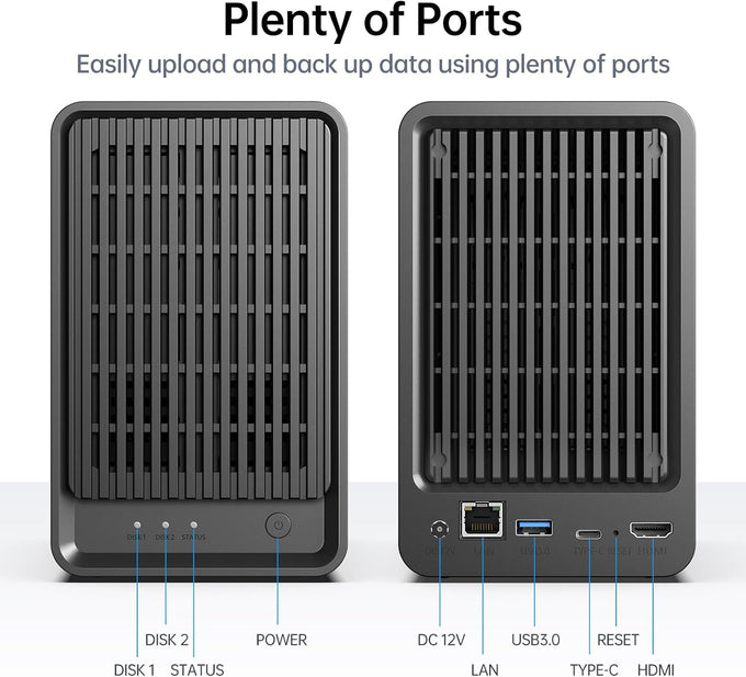 Yxk Zero1 2-Bay Desktop NAS for Home & Personal Storage(Diskless)