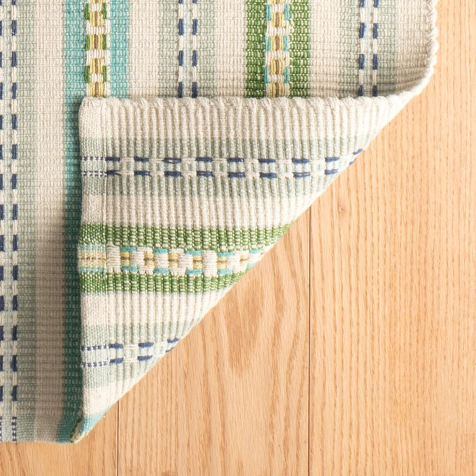 Dash & Albert Long Slade Teal Striped Handwoven Rug, 3'x5'