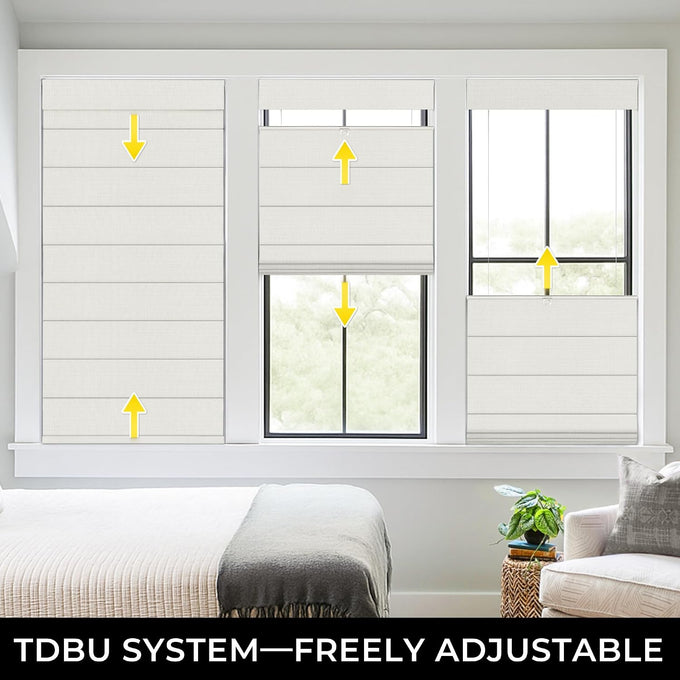 UNISHADES No Drill Top Down Bottom Up Roman Shades, 42×64in, Natural