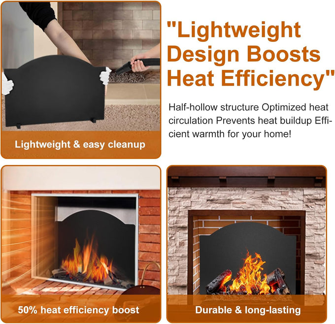 26" Fireplace Back Plates with Feet, Lightweight Firebacks for Fireplace, Iron Fireplace Reflector Plate, Fireplace Heat Reflector, Fireplace Wall Protection, Heat Resistance up to 1400°F