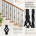 16 Pcs Wrought Iron Balusters for Staircase Interior, 44" Hollow Double Basket with Double Twist Metal Stair Spindles Balusters, 1/2" Balusters for Staircase Decorative - Matte Black