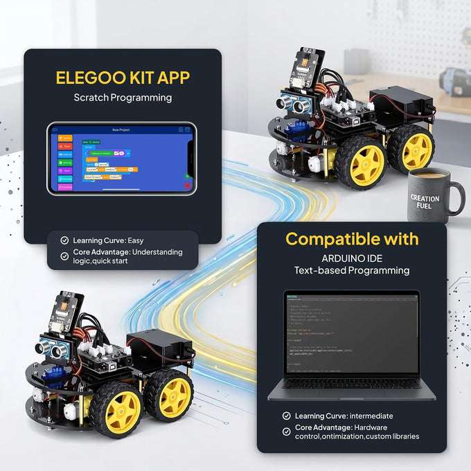 ELEGOO UNO R3 Smart Robot Car Kit V4 with Camera, Compatible with Arduino