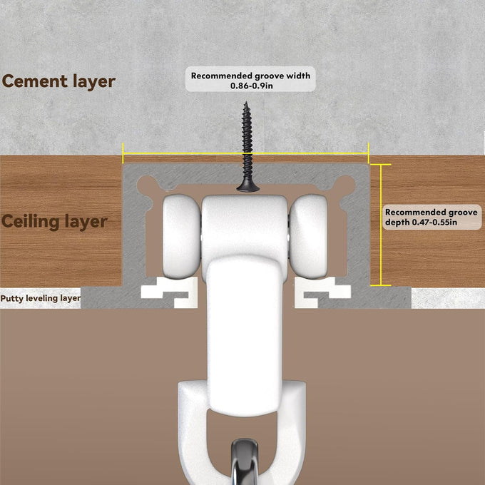 Ceiling Mount Recessed curtain track System for Window Treatments, White Aluminum (8ft)