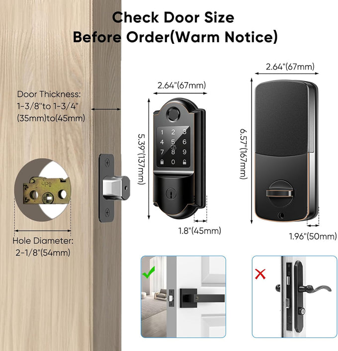 Keyless Entry Door Lock with Auto Locking, Smart Locks for Front Door