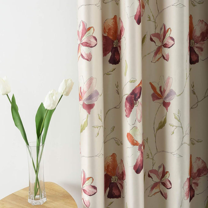 Leeva Print Curtains for Bedroom, Flower Patterned Blackout Window Treatments Curtains 60 Inches Wide for Sliding Doors Hallway, 60 x 106 Inches