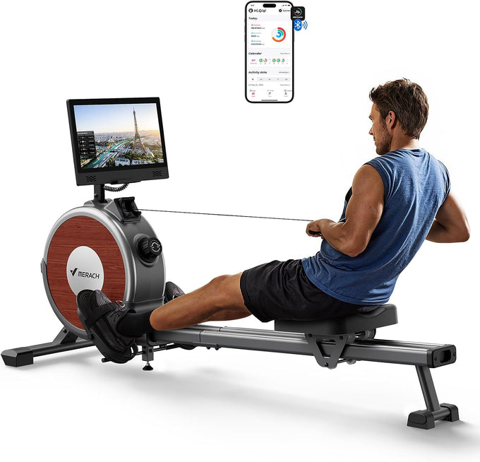 Merach Q1S Magnetic Rowing Machine Indoor, Dual Slide Rail, Quiet & Smooth