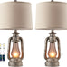 Farmhouse Lantern Table Lamps for Living Room Set of 2 with USB C+A