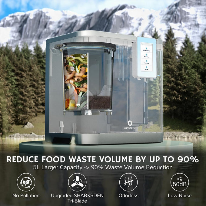 Airthereal Revive R800 5L Smart WiFi Electric Kitchen Composter, Grey