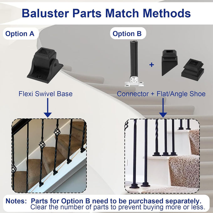 Sidasu 16-Pack Wrought Iron Stair Balusters, 44" Basket Twist Design