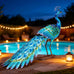 31" L Metal Peacock Garden Statue,Handcrafted Outdoor Yard Art