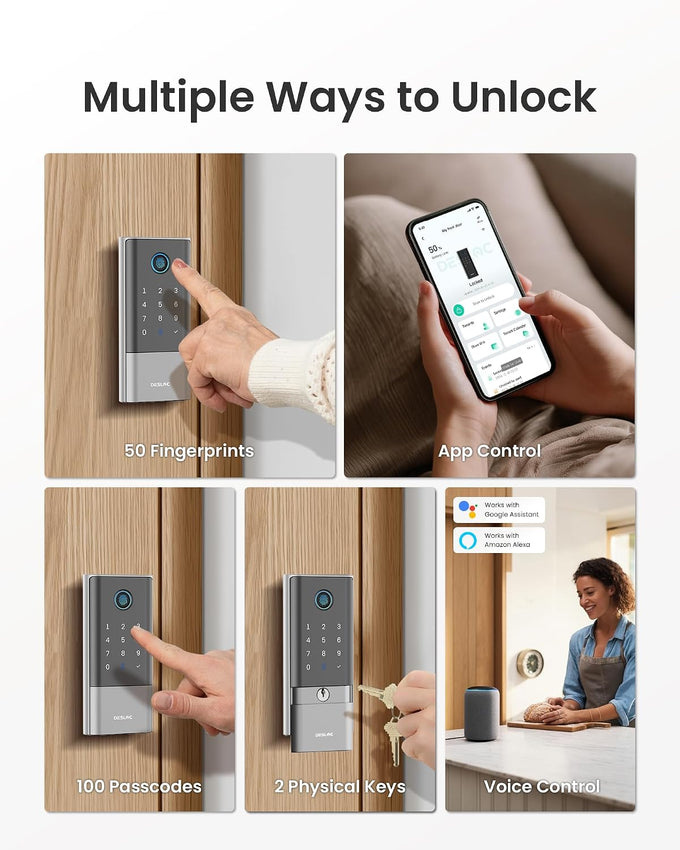 DESLOC Fingerprint WiFi Smart Lock, K120 Keypad Deadbolt Up to 16 Months