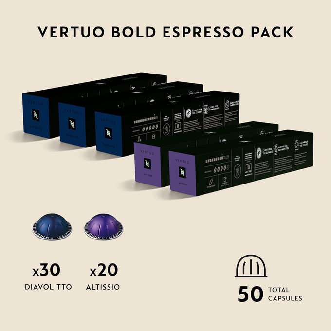 Nespresso Vertuo, Espresso Variety Pack, Mixed Roast, 50-Count Pods