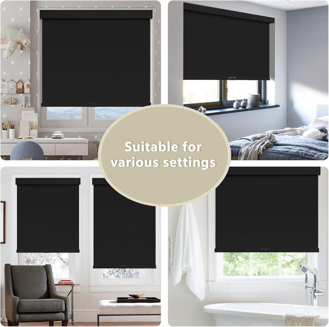 SUNOFF Cordless Blackout Roller Shades Blinds for Windows,34"W x 72"H,Black