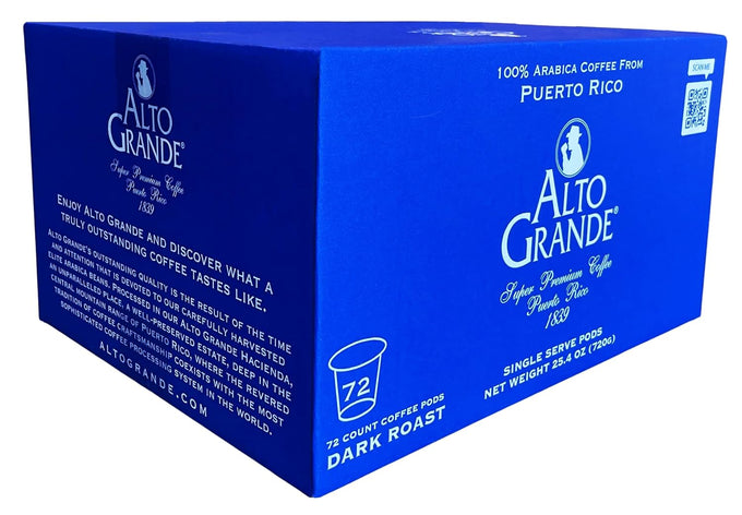 Alto Grande Puerto Rico Arabica Coffee Pods, Medium-Dark Roast, 72 Count