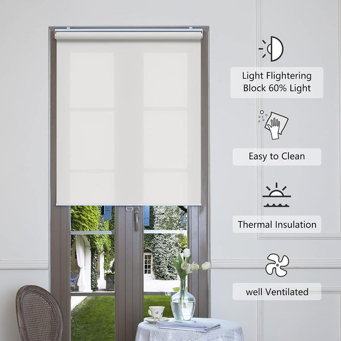 AOSKY Light Filtering Roller Shades for Indoor Windows, 46"W x 72"H, White