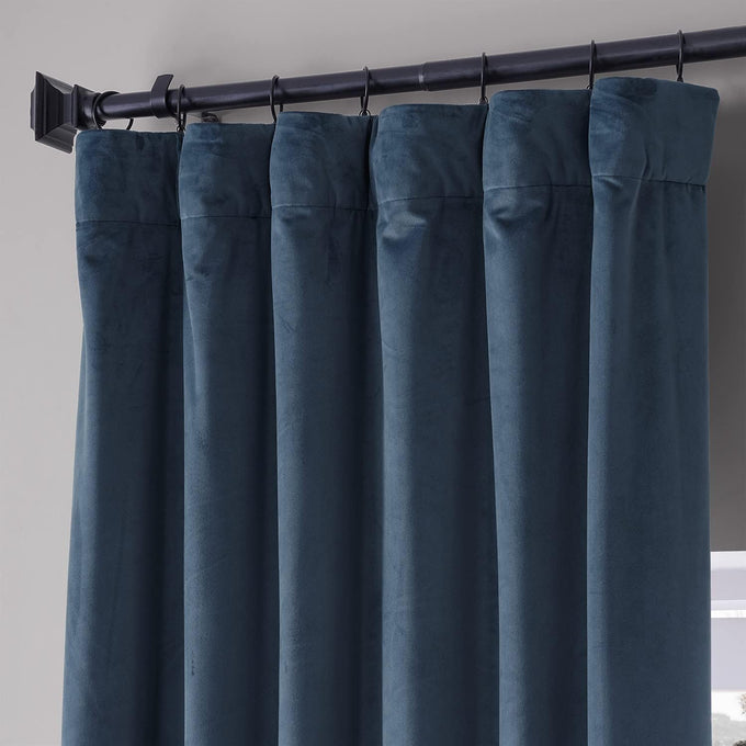 HPD Half Price Drapes Signature Plush Velvet Blackout Curtains for Bedroom (1 Panel), 50W X 96L Hotel Black Out Curtains for Living Room, Thermal Insulated Blackout Curtains for Windows, Varsity Blue