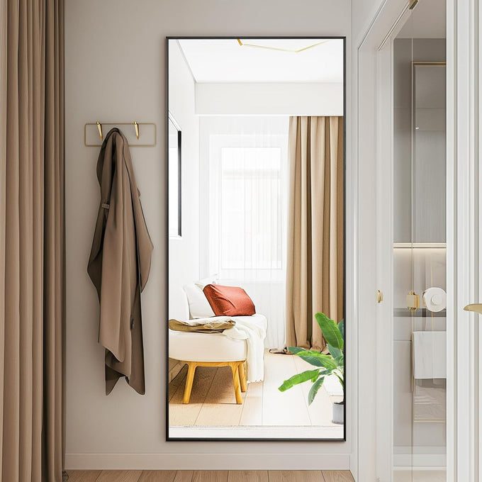 DUMOS 64"x21" Full Length Mirror with Stand, Full Body Floor Mirror
