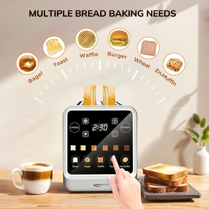 Keenstone 4 Slice Touch Screen Toasters with Wide Slot, Stainless Steel