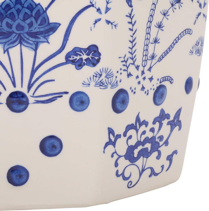 SAFAVIEH Furniture - Cloud 9 Decorative Garden Stool - Blue - Ceramic - Artisan Hand-Painted Design - Ideal for Living Room, Patio, Garden - Fully Assembled (ACS4557A)