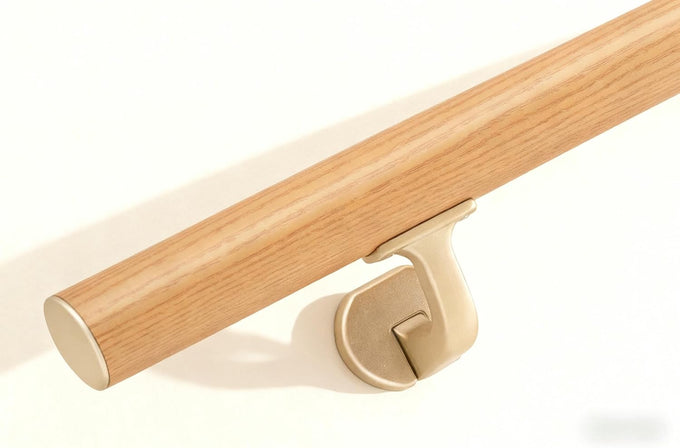 8 FT Handrails for indoor&outdoor stairs,deck,slope,Modern Aluminum Handrail Set, Wall-Mounted with Zinc-Alloy Brackets，Crafted from aluminum alloy (not solid wood) rust-free (Cherry Wood Grain, 8 FT)