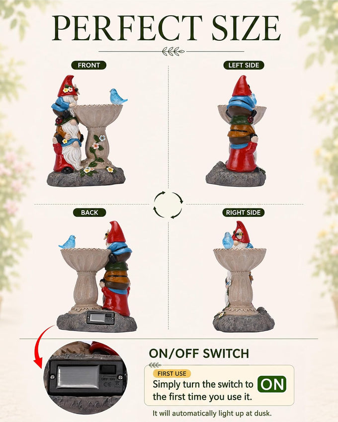 Nacome Solar Garden Gnome Statue: Funny Triple Stacked Figurine Decor