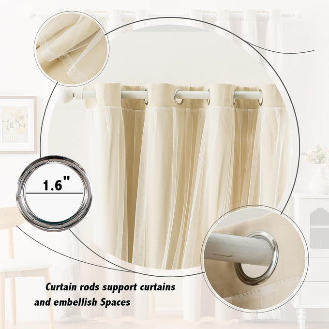 Anytime Double Layer Blackout Curtains 2 Panels，52Wx108L，Cream