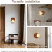 Wabi-Sabi Travertine Wall Sconce, Round Natural Stone & Walnut Wood Accent with White Glass Sphere Lamp Shade, G9 Bulb | Wall Lights for Bedroom, Hallways, Staircases, Hotel, Bars, Cafes