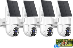 2K Security Camera System, 5GHz&2.4GHz WiFi Solar Wireless Cameras for Home Security, Wire-free Installation, AI Detection, Two-way Audio, Mobile alerts, SD/Cloud Storage, Color Night Vision, 4 Packs