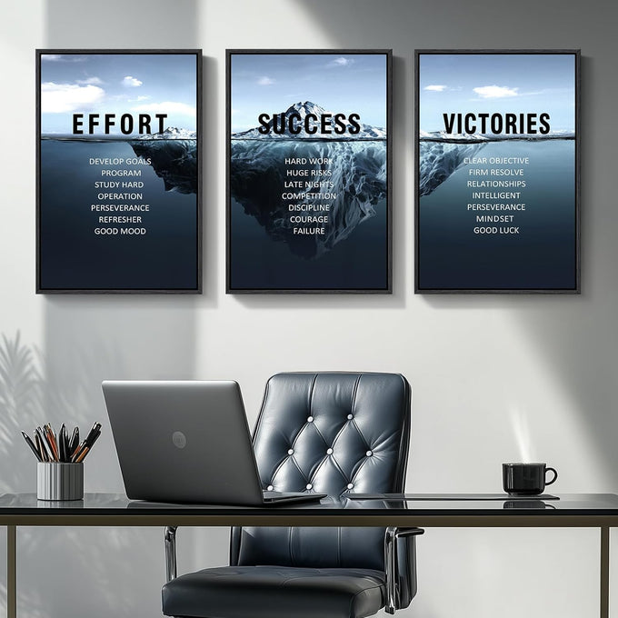 Framed Inspirational Positive Neutral Wall Art for Office, 6 Piece 11x14 In