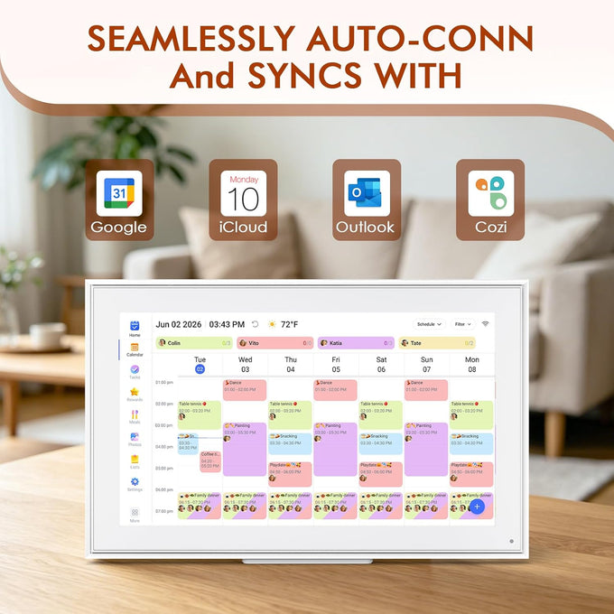 15.6" Digital Calendar - Touchscreen Smart Family Planner & Chore Organizer
